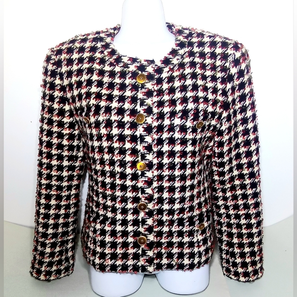 Vintage BILL BLASS Size Medium Herringbone Jacket
